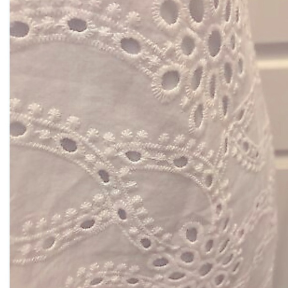 WHITE HOUSE BLACK MARKET Womens Eyelet Dress Size 6 Sleeveless Shift Lace Up - Picture 9 of 9